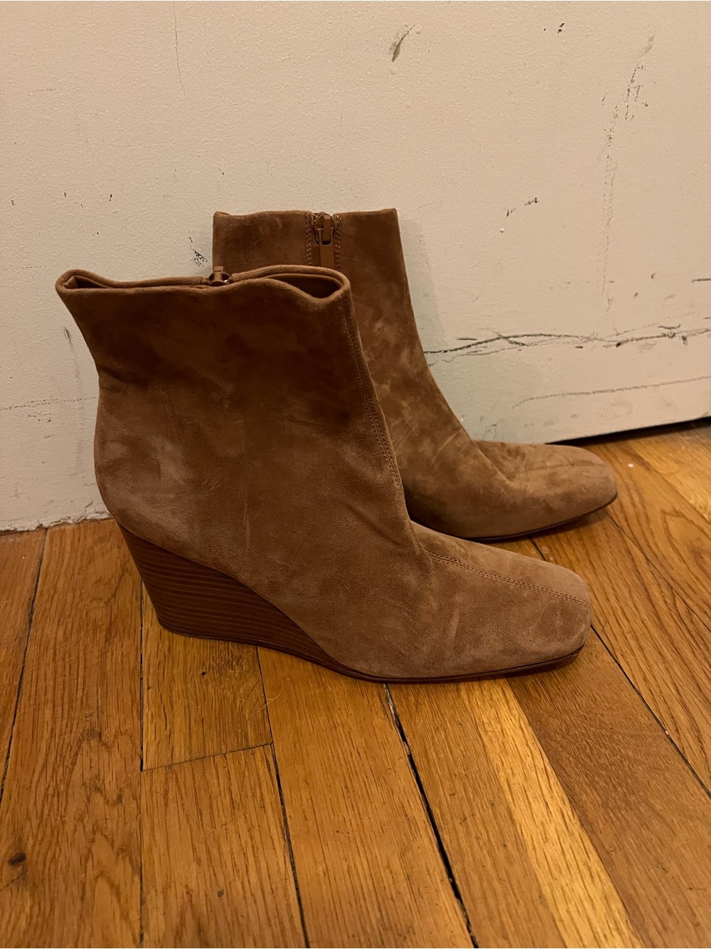 Women’s Vince Light Brown Suede Wedge Ankle Boots